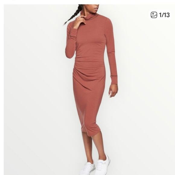 Athleta Dresses & Skirts - Athleta Industry Turtleneck Midi Dress in Havana Brown Size Large